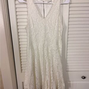 White Lace V-Neck Sleeveless Dress, bridal shower dress from Francesca's
